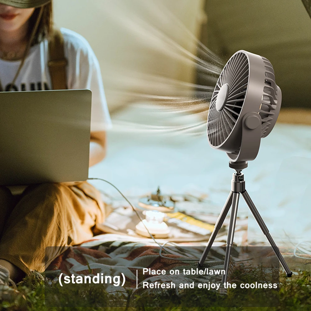 

2000mAh Portable Remote Control Floor Ceiling Fan with Tripod Light Home Travel Outdoor Camping Multifunction Air Conditioner