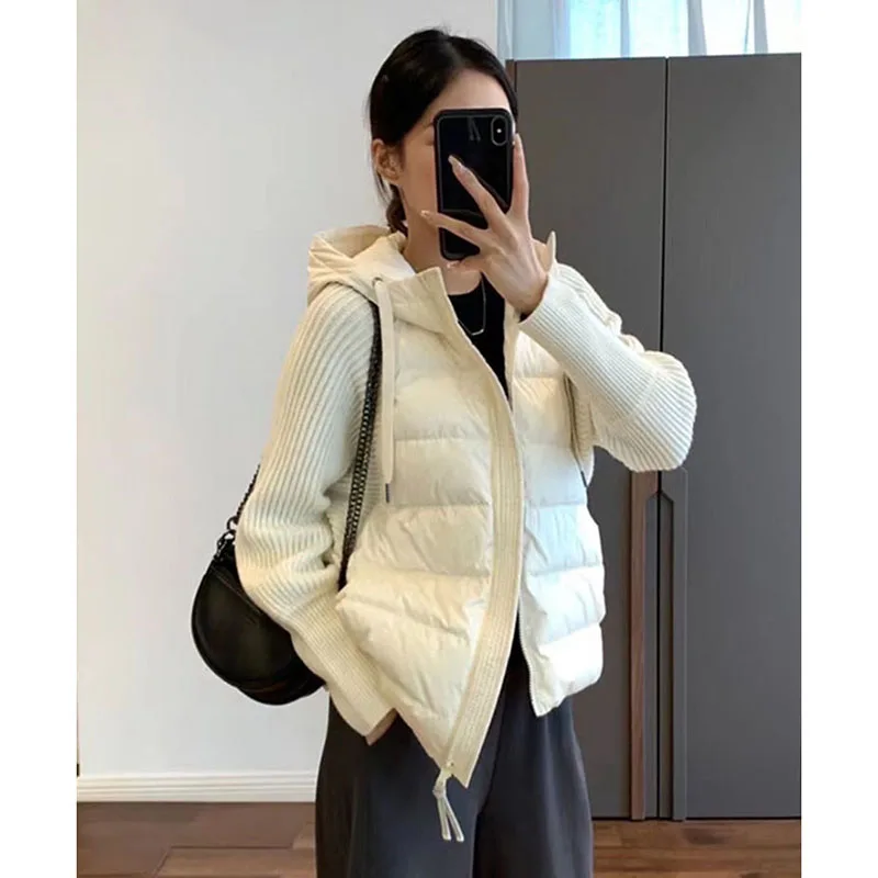 Women Down Clothes 90 White Duck Down Filled Pilling Resistant Precision Cashmere Sleeves 2022 Winter New Fashion Jacket