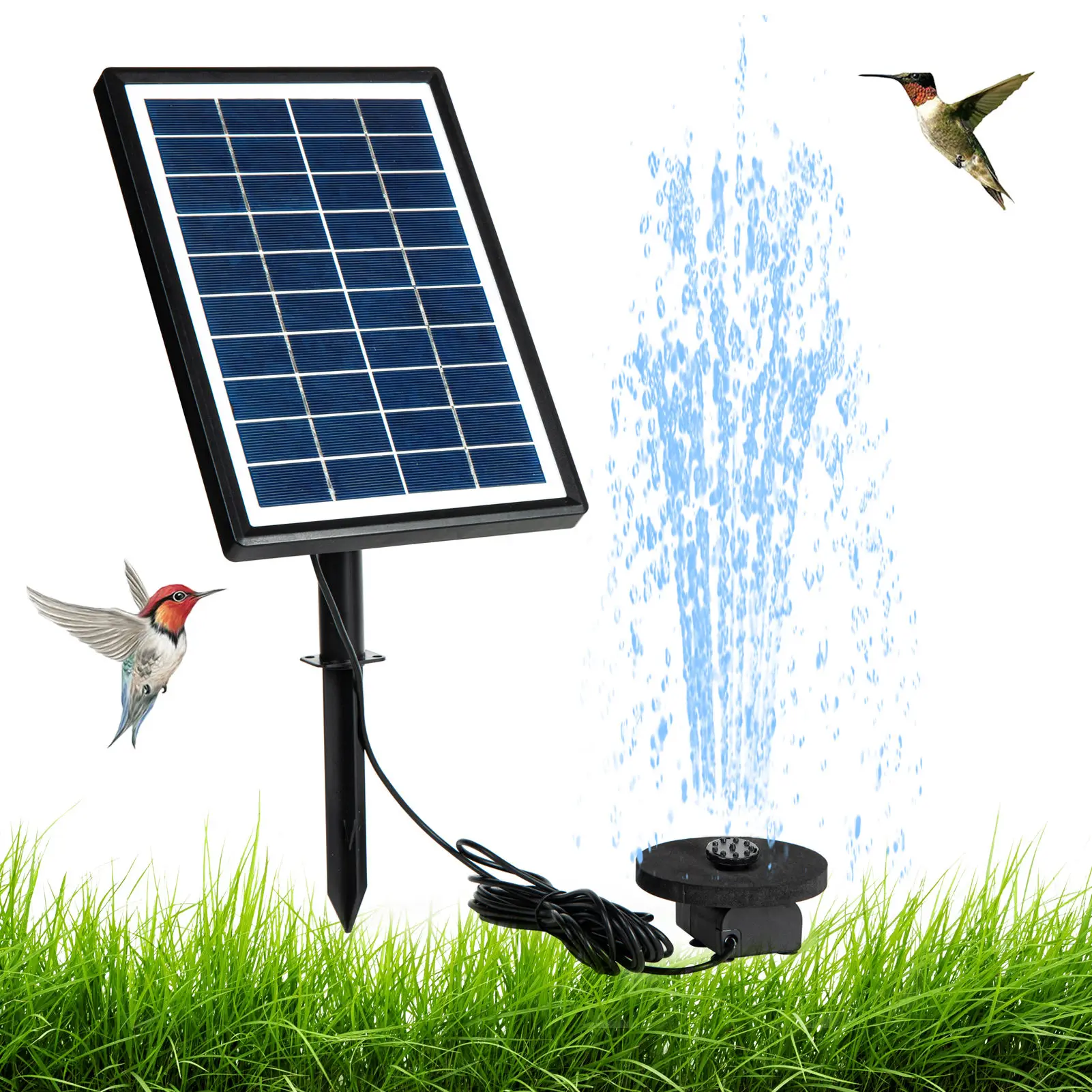 

10V 7W Solar Fountain Kit 7W Solar Fountain For Bird Bath Solar Powered Bird Bath Fountains With 6 Nozzles And Solar Panel For