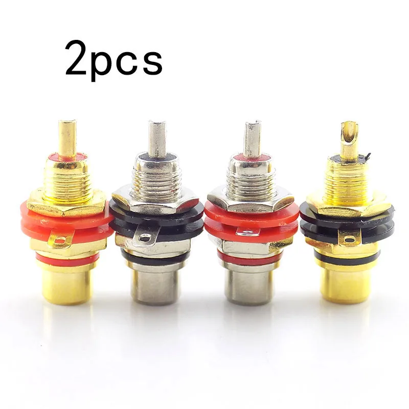 

2pcs Audio Connector Gold Plated RCA Jack Panel Mount Chassis Audio Socket Plug Bulkhead NUT Solder Cup Video Music Speaker L1