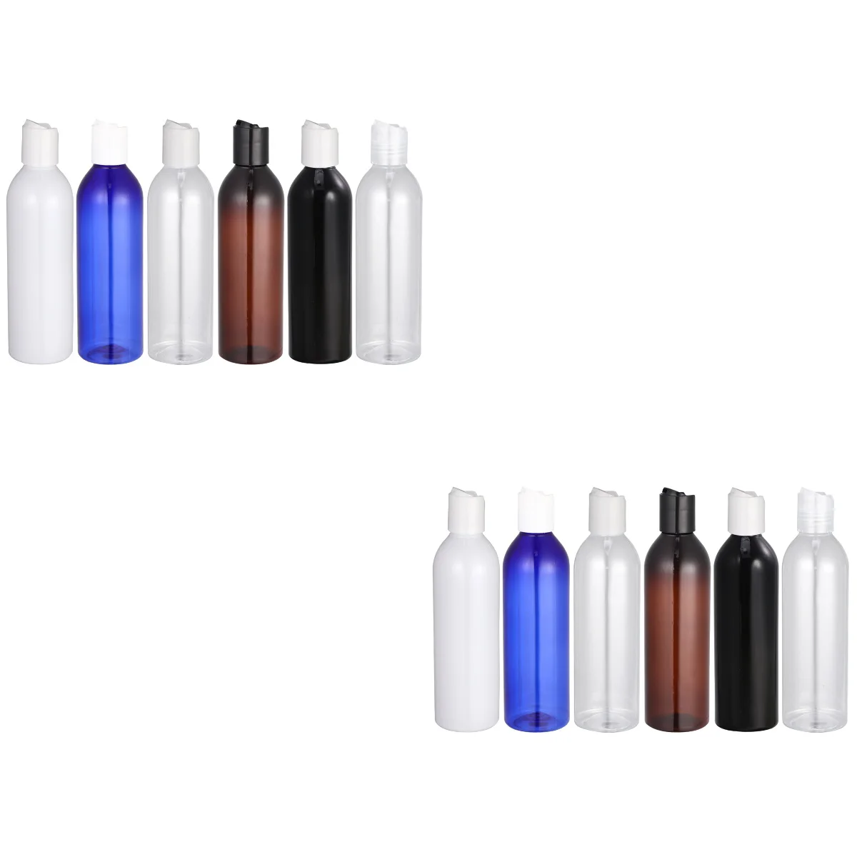 

12 pcs 250ml Press Type Lid Travel Bottles Portable Container Empty Bottle for Shampoo Lotion (Mixed Colors)