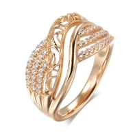 hot luxury 585 rose gold ethnic bride wedding ring hollow flower natural zircon women rings trend daily vintage jewelry