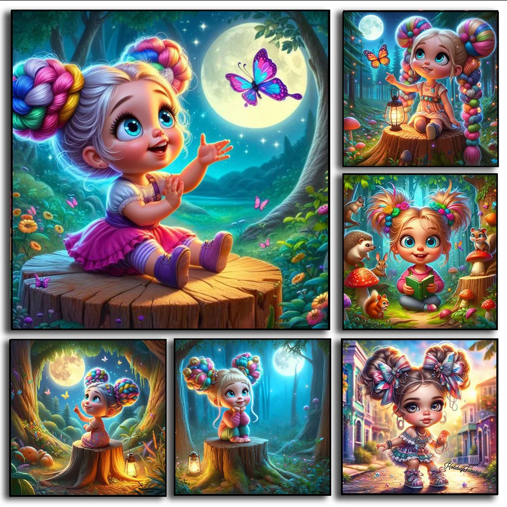 5D DIY Милая красочная шаровая Головка девушка бабочка мультфильм ручная алмазная