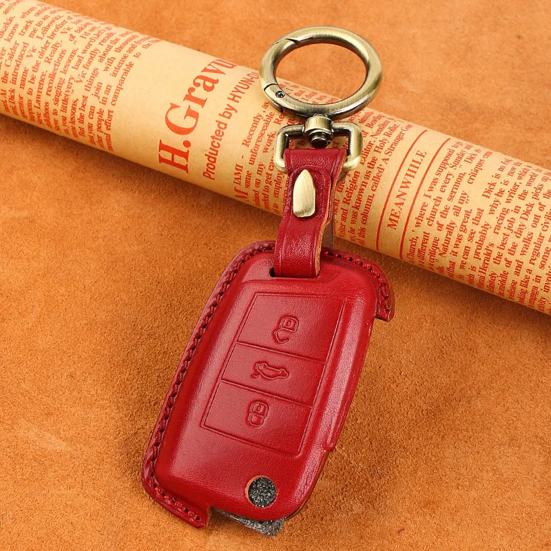 

Top Layer Leather Volkswagen Car Key Case For C0032