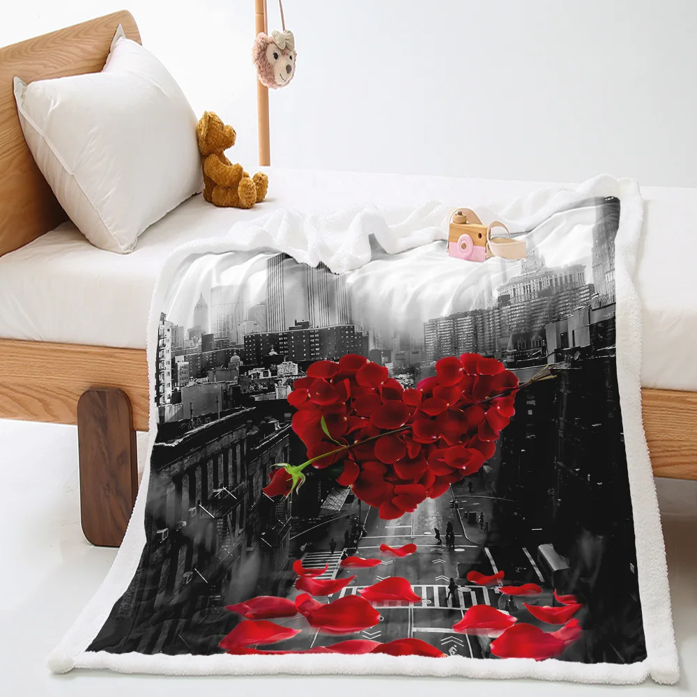 For Beds Sofa Travel Picnic Quilt Nap Cover Plush Throw Blanket Soft Warm Bedspread