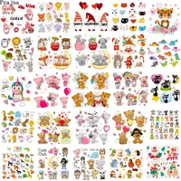 cute small animal series iron on transfers for clothing diy cartoon bear heat thermal transfer patches for kids clothes applique