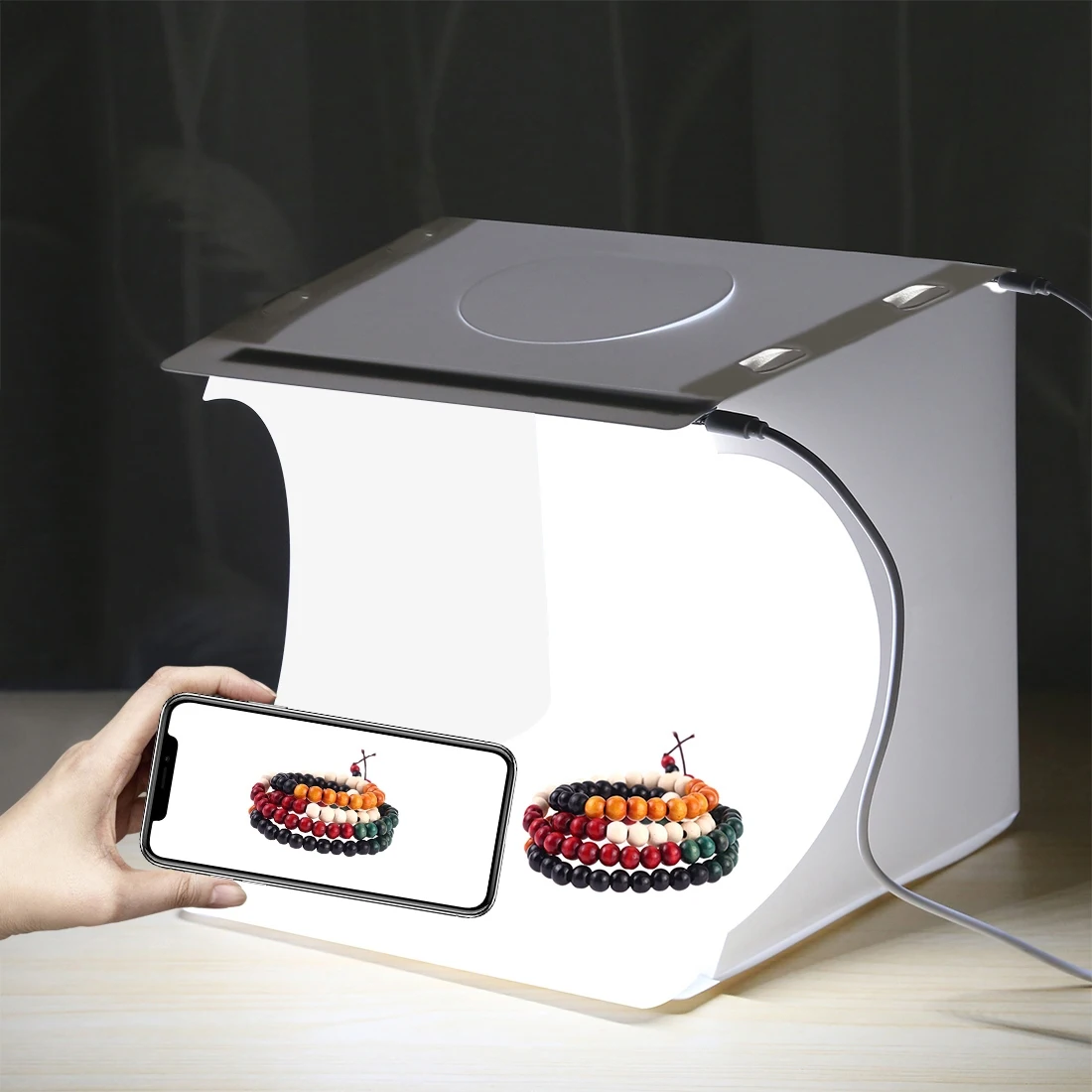 

PULUZ 20cm Include 2 LED Panels Folding Portable 1100LM Light Photo Lighting Studio Shooting Tent Box Kit with 6 Colors Backdrop