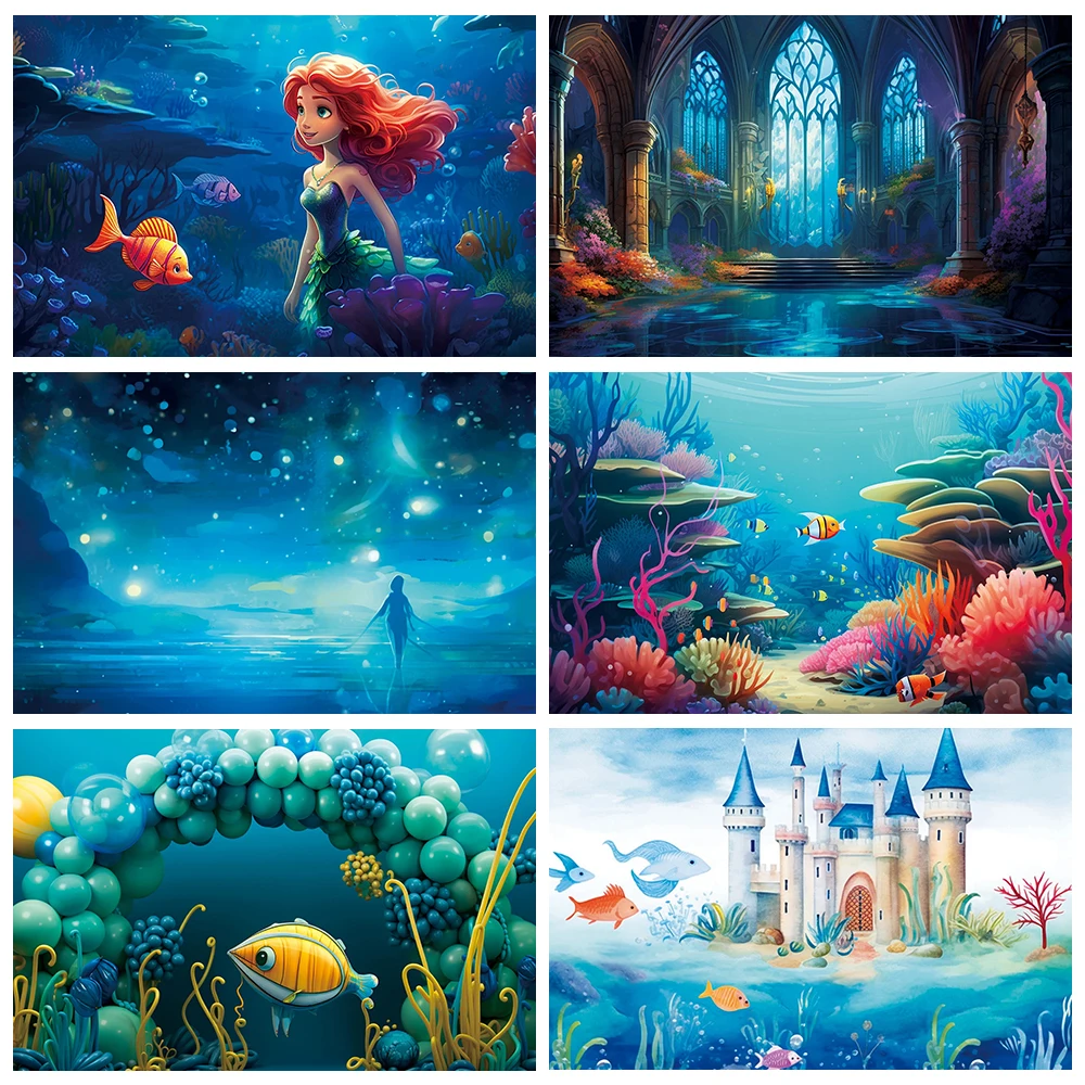 Подводный Замок Тема Русалки Фон Для Дня Рождения Девочек Декоративный