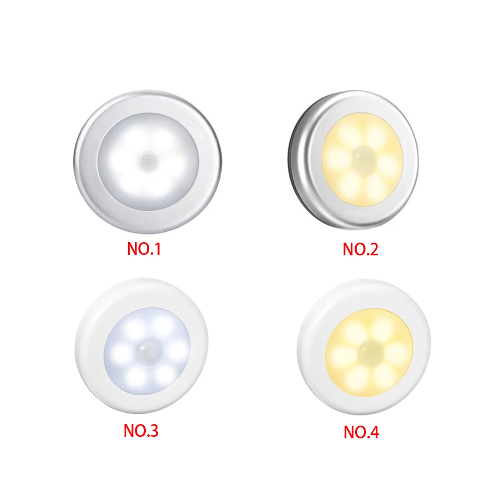 

Automatic Sensor 6 Led Night Light Wireless Detector Wall Lamp Light Auto On/Off Closet Battery Power Light