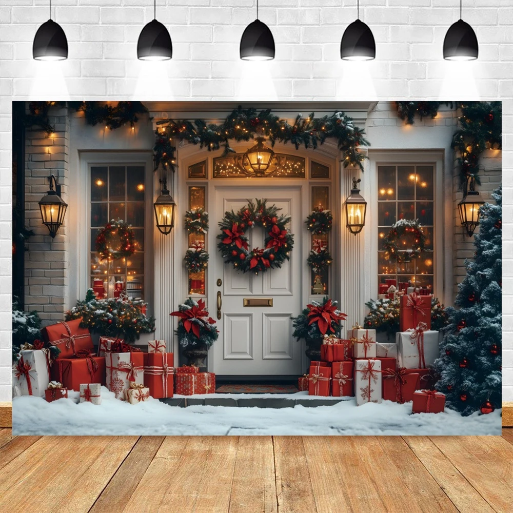 Christmas Toy Store Photography Background Winter Wooden Door Nutcracker Decor Holiday Kids Newborn Portrait Photo Backdrop Prop