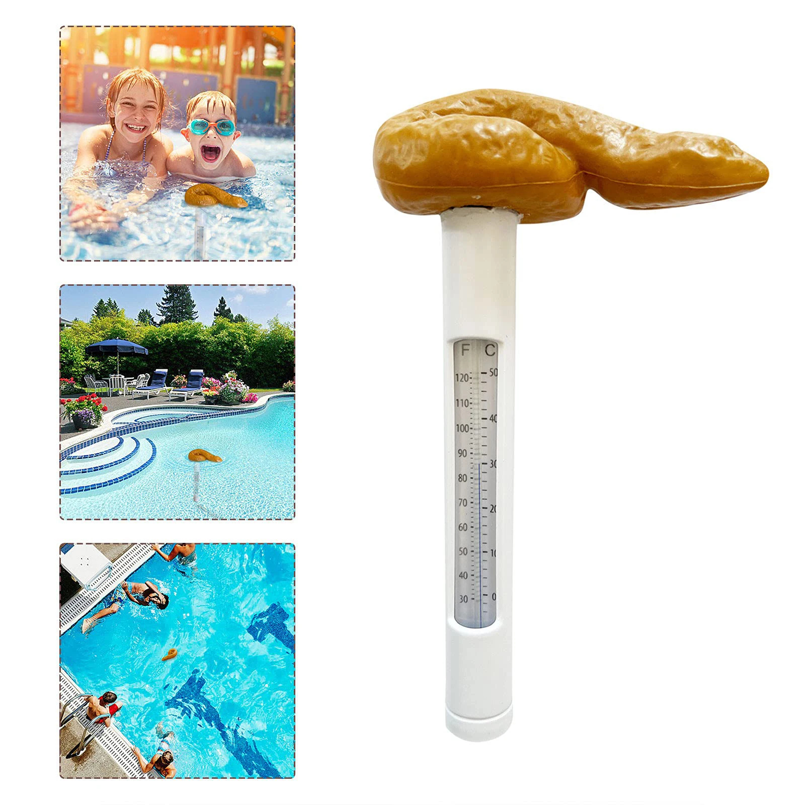 

Prank Poop Swimming Pool Floating Thermometer Outdoor Pool LCD Display Water Temperature Tester Spa Thermometer