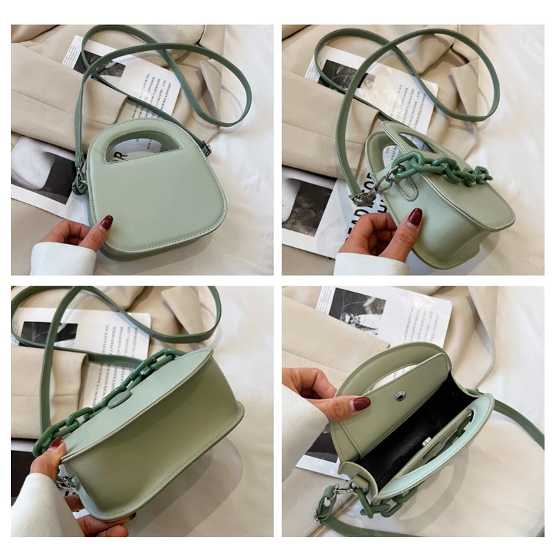 Acrylic Chain Women's Bag 2022 Trend PU Leather Crossbody Shoulder Bag Luxury Designer Handbag INS Small Tote Messenger Bag Y2K