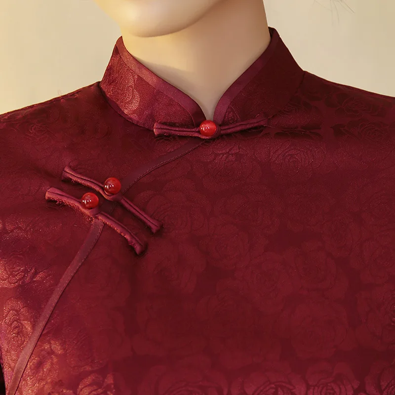Китайское платье с кружевами в современном стиле для женщин Cheongsam Traditional Qipao, красное вечернее платье, 1 шт.