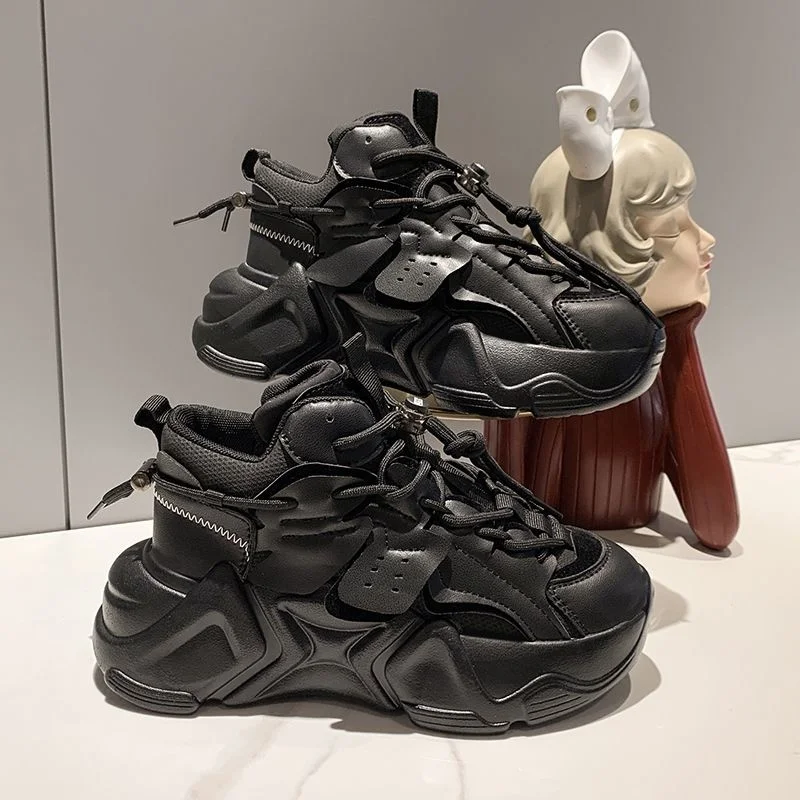 

Designer Shoes For Women Chunky Sneakers 2023 Spring Women's Leather Sports Shoes Thick Sole Girls Casual Shoes