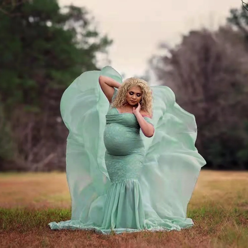 Chiffon Baby Shower Dresses Pregnancy Dress For Photo Shoot Long Style Mercerized Cotton Maternity Photography Long Dress enlarge