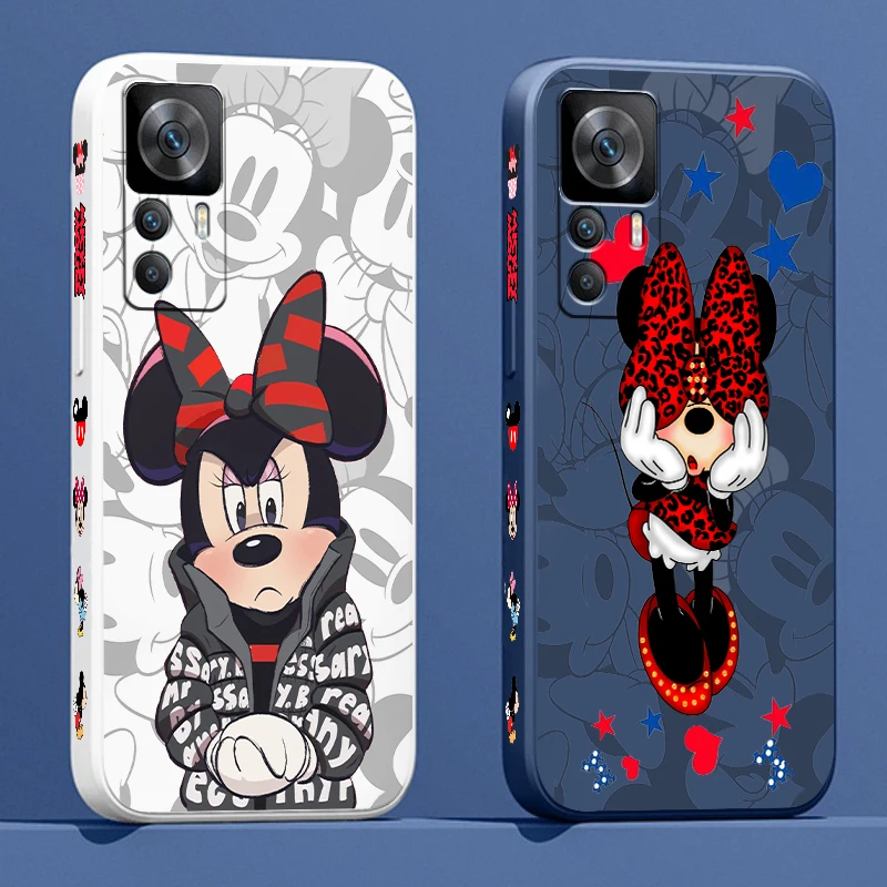 

Fashion Mickey Minnie Mouse For Redmi K50 K40 K40S Gaming K30 10C 10 10X 9A 9 9T 9C 9AT 8 A1 11 5G Liquid Left Rope Phone Case