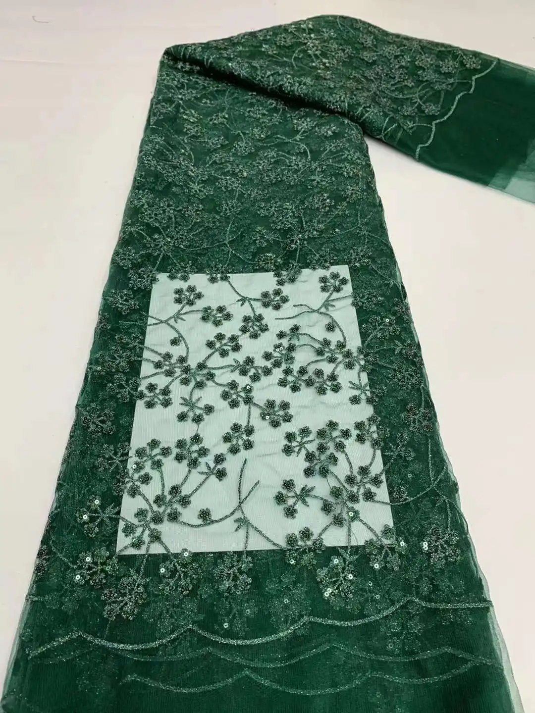 

Latest French Tulle Lace Fabric 5 Yards 2022 High Quality Nigerian Women Wedding Sequins Embroidery African Lace Fabric RFG1-11
