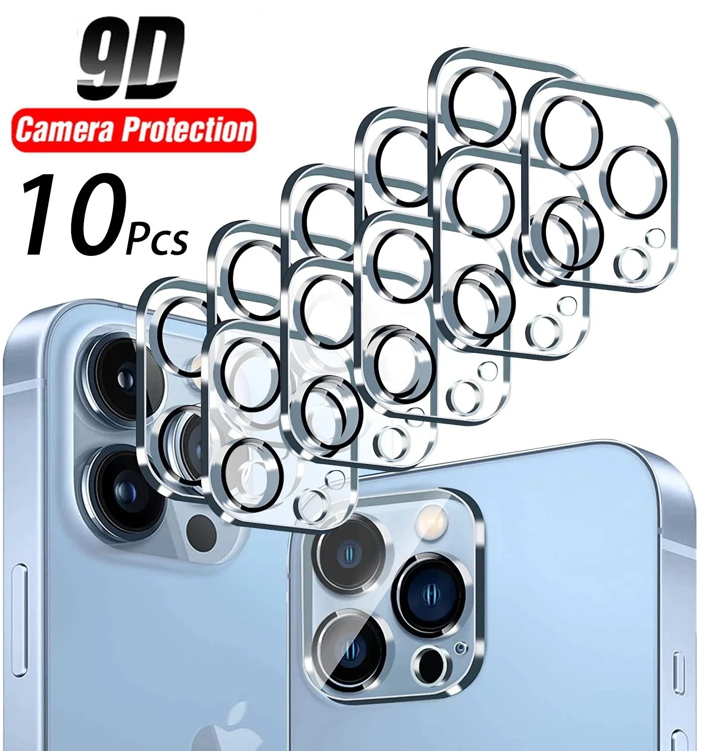 500pcs 9H Full Coverage Film Camera Lens Back 2.5D Tempered Glass Screen Protector Guard For iPhone 14 Pro Max 13 Mini 12 11