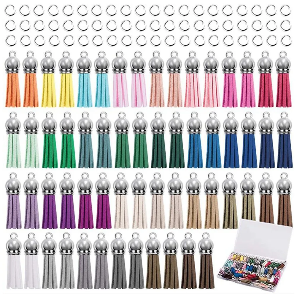 

120Pcs/Set Key Chain Tassel Set with 64Pcs Jump Ring and 56Pcs Tassel Pendant Kits for DIY Jewelry Making Accessories