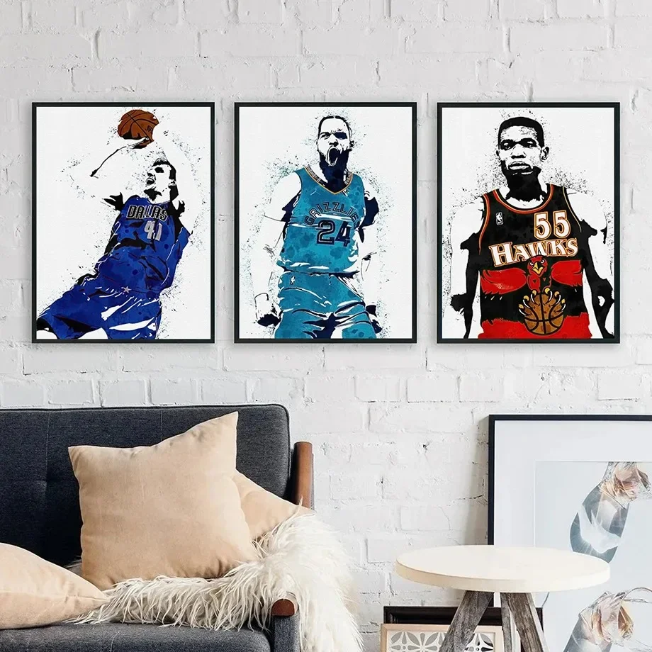Суперзвезда Баскетболист Настенное Искусство Холст Принт Современный