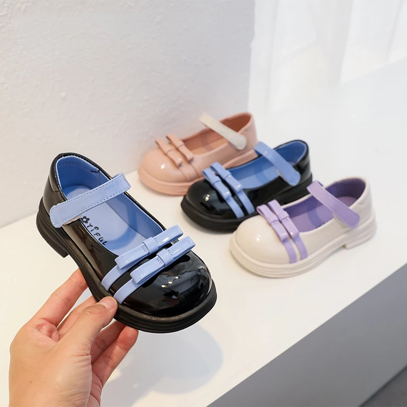 

Girls' Princess Shoes Spring Autumn New Children Soft Sole Leather Shoes Fashionable Bow Tie Square Mouth Single Shoe Kid Shoes