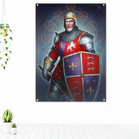 masonic knights templar fantasy art posters tapestry christ crusade banner flag wall sticker canvas painting mural home decor t6