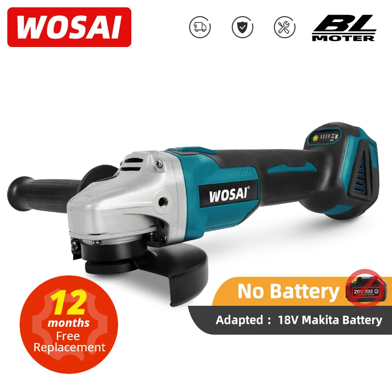 WOSAI MT-Series 20V 125mm Brushless Cordless Angle Grinder Variable Speed Cutting Machine Polisher For 18V Makita Battery