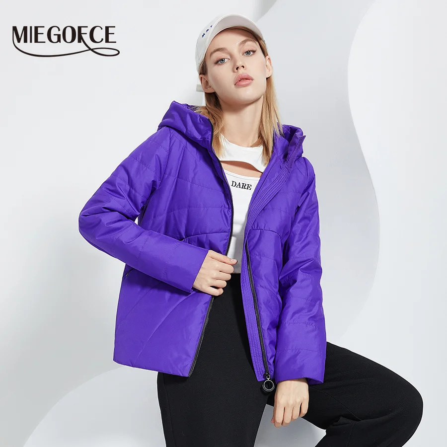 

MIEGOFCE 2022 Spring Autumn Comfortable Short Women Jacket Hooded Design Female Parka Windproof Warm Cotton Clothes Coat C22123