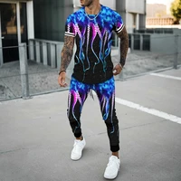 men fashion tentacle tracksuit suit high quality trend breathable outfit short sleevetrousers 3d printed casual 2 piece set 6xl