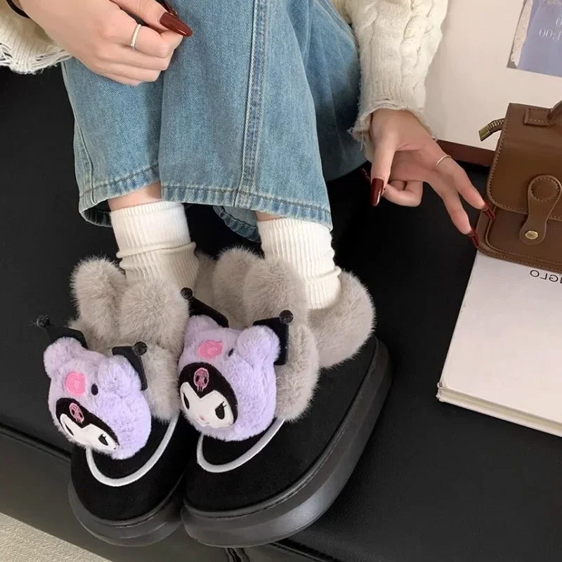 Sanrio Kuromi зимние новые креативные тапочки с героями мультфильмов для девочек