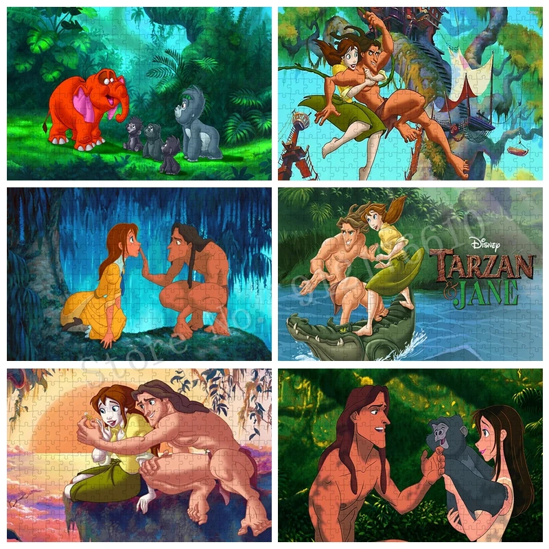 

Tarzan and Jane Anime Disney Jigsaw Puzzles Cartoon Funny Game 300/500/1000 Pieces Puzzle Educational Movies Toys Art Home Decor