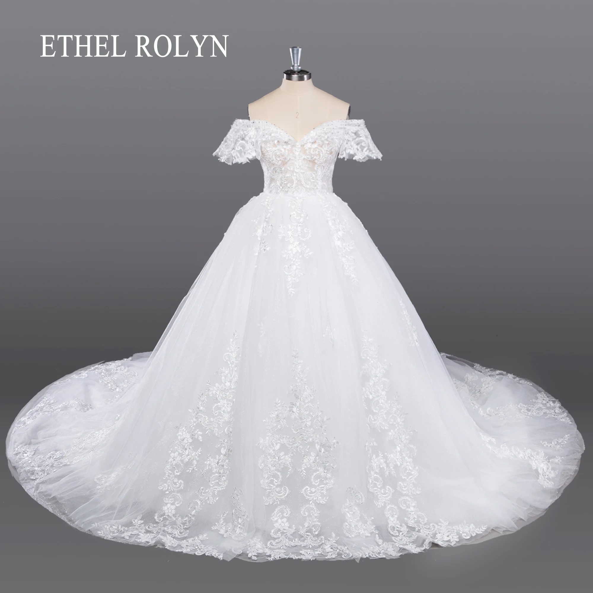 

Этель Ролин бальное платье свадебное платье реальные фотографии с открытыми плечами 2024 милое платье