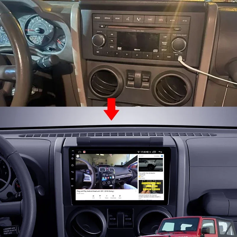 Idoing автомобильная стереосистема Android Radio Carplay медиаплеер для Jeep Wrangler 3 JK 2008-2010