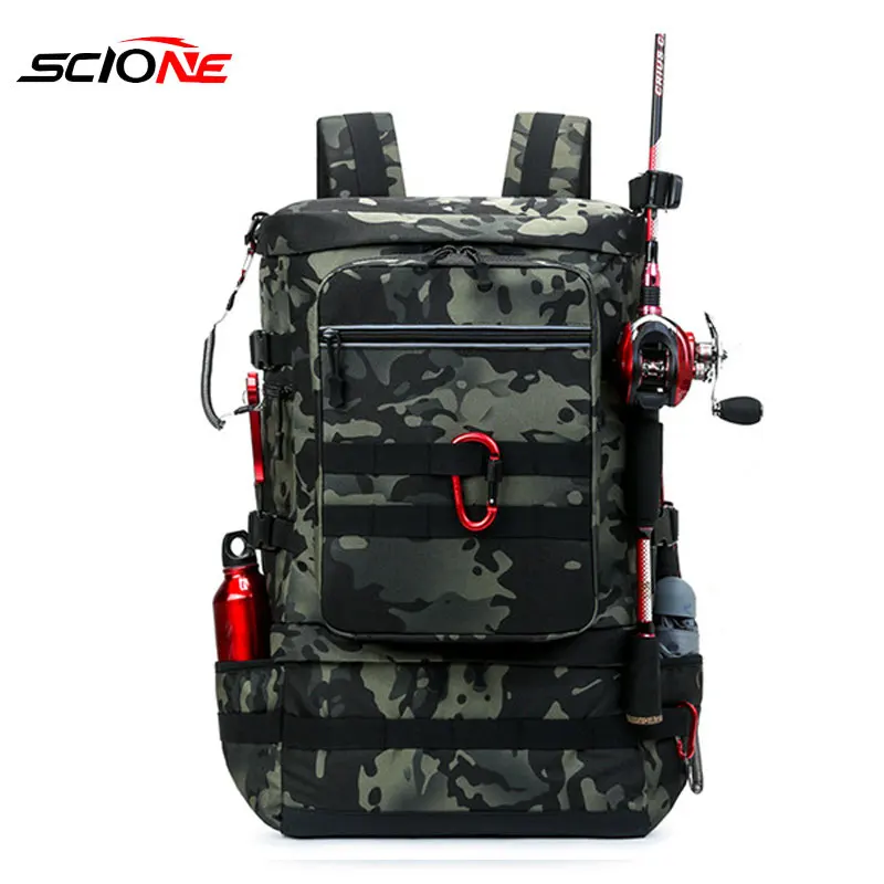 Multifunctional Fishing Tackle Bag Fishing Lure Bait Rod Box Shoulder Backpack Waterproof Outdoor Camping Travel Carry Bags XA2G