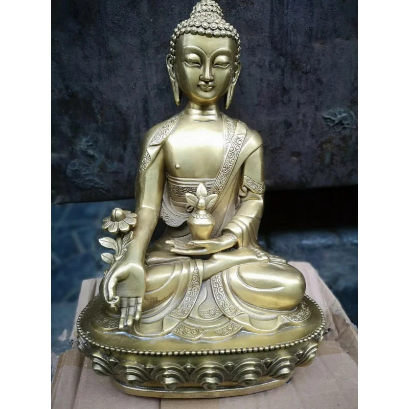

8" Old Bronze Buddhism Bodhisattva Buddha Old Temple God mantra Statue 21cm