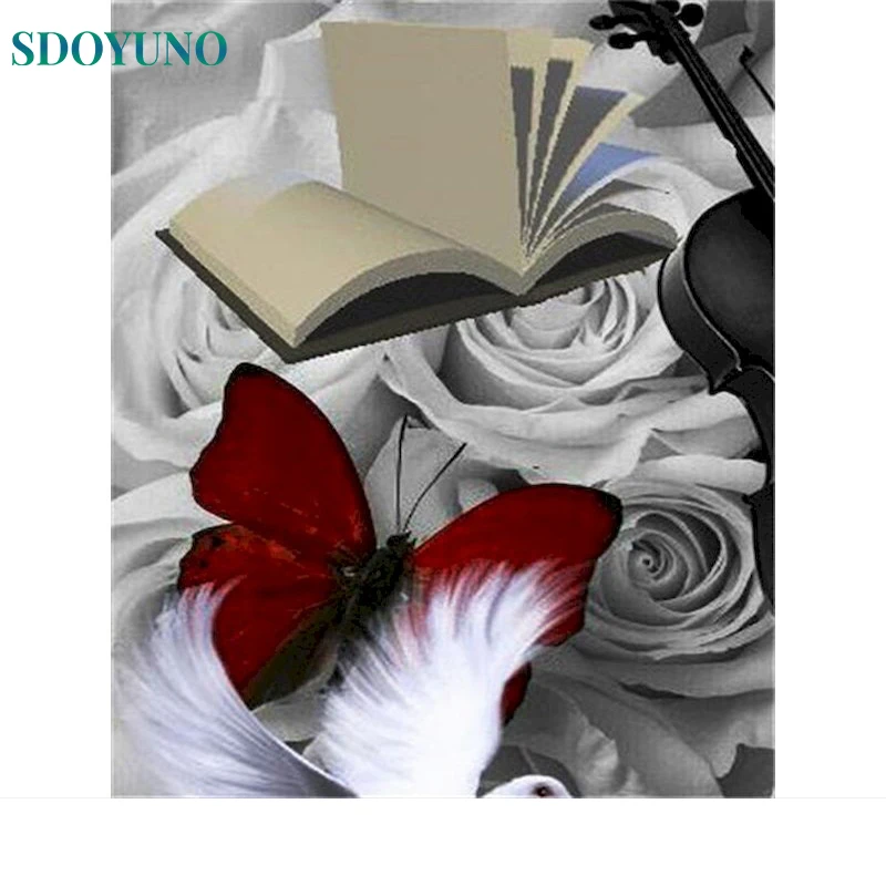 

SDOYUNO Paint By Numbers Animal Butterfly Picture For Adults On Canvas Digital Coloring Drawing Oil Paintings By Number Decor Gi