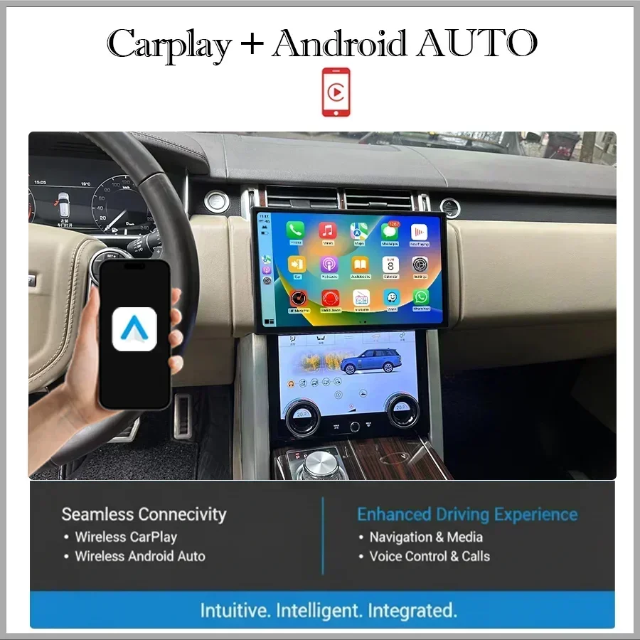 Фото 13,3-дюймовый мультимедийный плеер с GPS, CarPlay, Android 14 для Range Rover Vogue/L405 2013-2017 годов выпуска, с кнопками управления кондиционером Bosch и Harman. №4