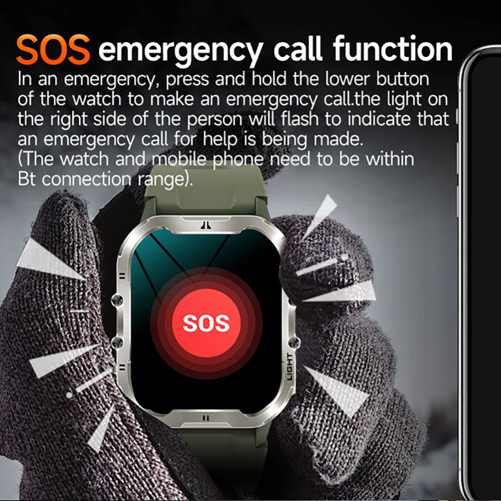 Новинка мужские умные часы с фонариком для занятий спортом на открытом воздухе