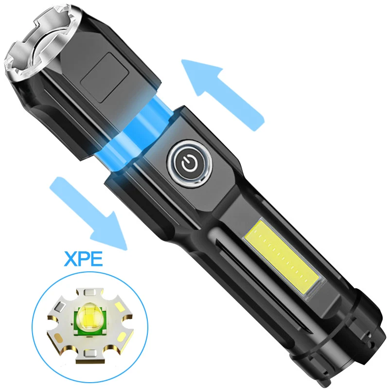 

Portable Flashlight Strong Light High-power Rechargeable XPE Outdoor Lighting COB LED Flashlight MiniTactical Flashlight