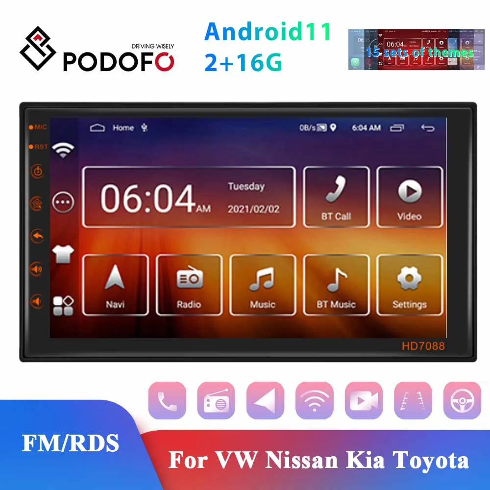 Автомагнитола Podofo мультимедийный плеер на Android с 7 &quotэкраном GPS для Volkswagen Nissan Hyundai