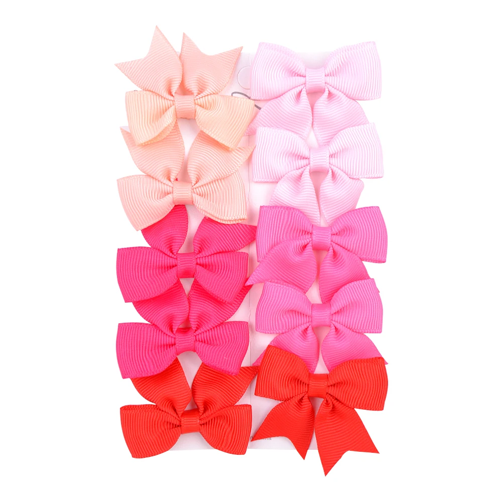 10Pcs/set New Colorful Ribbon Hair Bows With Clip For Cute Girls Mini Hairpins Boutique Barrettes Headwear Kids Accessories - купить по