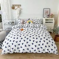 evich polyester bedding set of blue heart pattern on white background single and double king size four seasons quilt cover