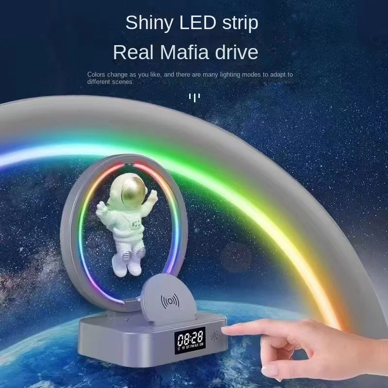 

Astronaut Magnetic Suspension RGB Bluetooth Speaker Desktop Computer Small with Clock Decoration Birthday Gift Wireless Charging