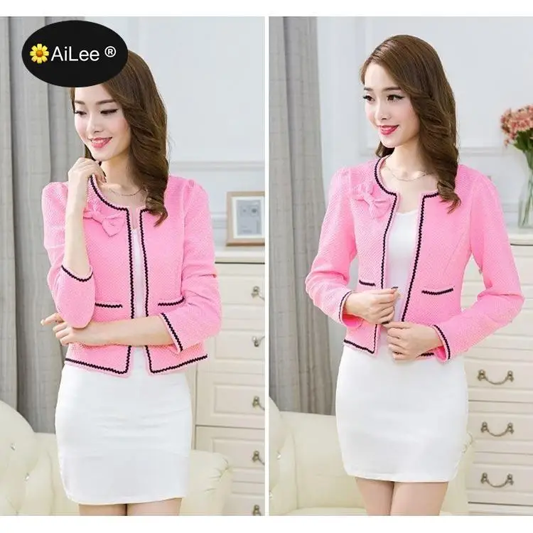 Ladies Blazers Long Sleeve Flower Women Suit Jacket Black pink Blaser New Fashion Autumn Female Plus Size Blazer Femme