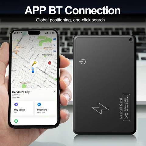1-5 шт., кошелек с беспроводной зарядкой, трекер для Apple Find My App, тонкий GPS-поиск предметов, Bluetooth GPS-локатор, водонепроницаемый трекер