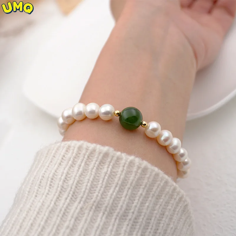 

Новинка 2022, браслет UMQ с пресноводным жемчугом, простой атмосферный браслет с наконечником, подарок