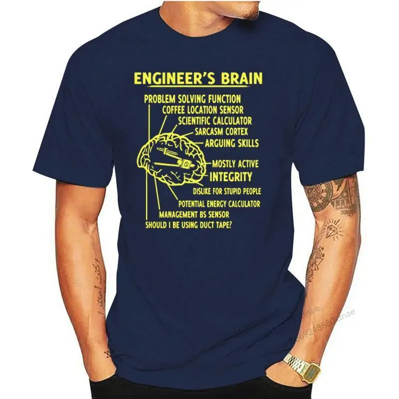 

Engineer Brain Funny Engineering T Shirt 2021 Original Crazy Round Collar Create Breathable Costume Cotton Shirt European Size