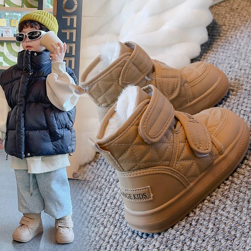 Популярные детские зимние сапоги бархатная и утолщенная теплая обувь ботинки