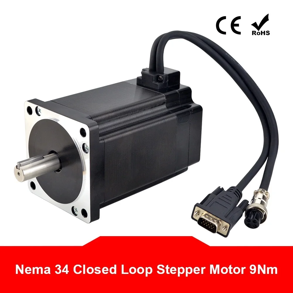 

Nema 34 Closed Loop Stepper Motor 9Nm Encoder 1000CPR 6A 2 Phase 86 Stepping Motor 4-lead 14mm Shaft for CNC Machine