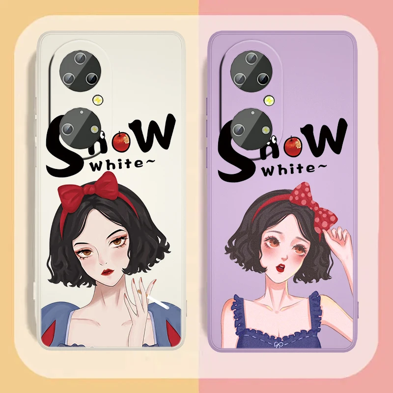

The most fashionable Snow White For Huawei P50 P40 P30 P20 P Smart Pro Lite Z E 2017 5G Liquid Rope Phone Case Capa Cover